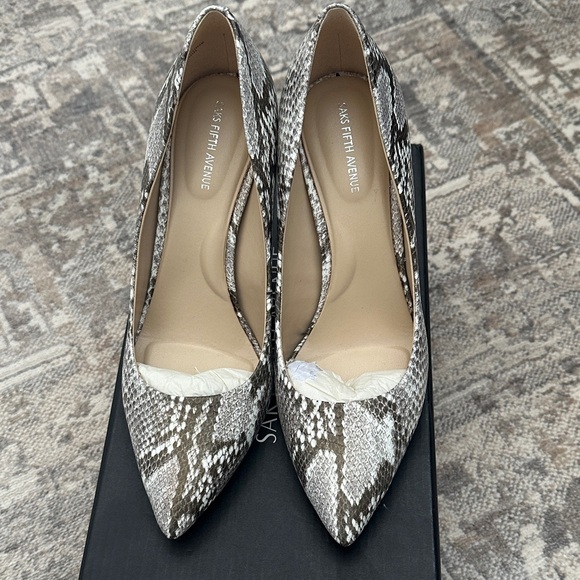 Saks Fifth Avenue Snakeskin Heels - Black and Gray - Picture 1 of 5